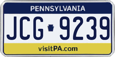 PA license plate JCG9239