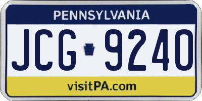 PA license plate JCG9240