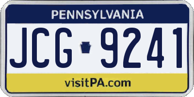 PA license plate JCG9241