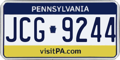 PA license plate JCG9244