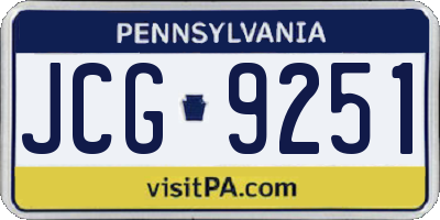 PA license plate JCG9251
