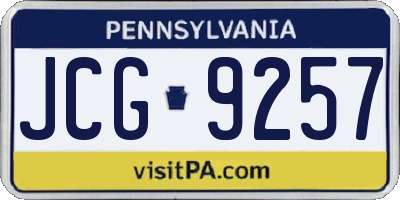 PA license plate JCG9257