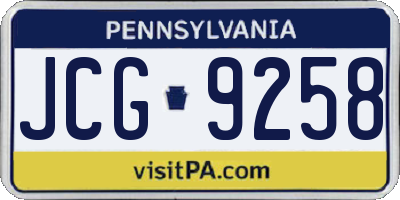PA license plate JCG9258