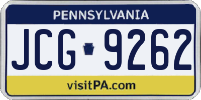 PA license plate JCG9262