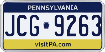PA license plate JCG9263
