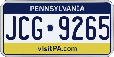 PA license plate JCG9265