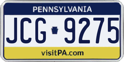 PA license plate JCG9275