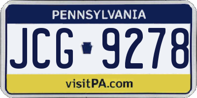 PA license plate JCG9278