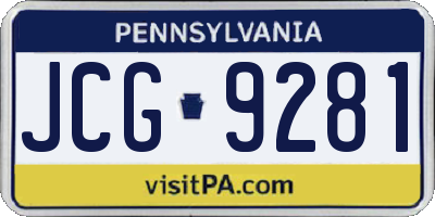 PA license plate JCG9281