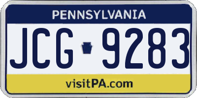 PA license plate JCG9283