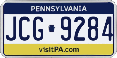 PA license plate JCG9284