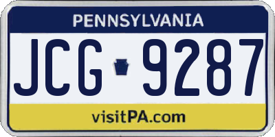 PA license plate JCG9287