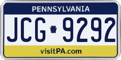 PA license plate JCG9292