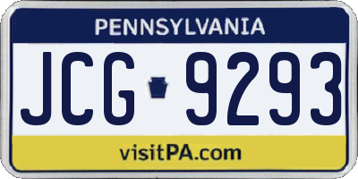 PA license plate JCG9293