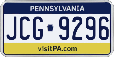 PA license plate JCG9296