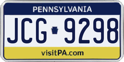 PA license plate JCG9298