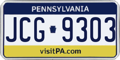 PA license plate JCG9303
