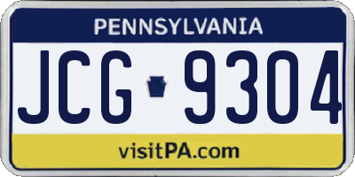 PA license plate JCG9304