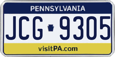 PA license plate JCG9305