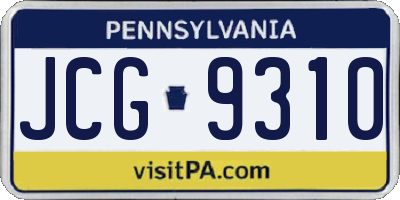 PA license plate JCG9310