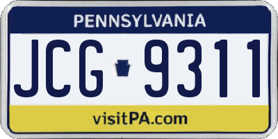 PA license plate JCG9311