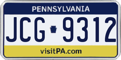 PA license plate JCG9312