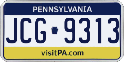 PA license plate JCG9313
