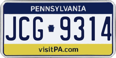PA license plate JCG9314