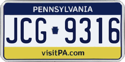 PA license plate JCG9316