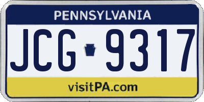 PA license plate JCG9317