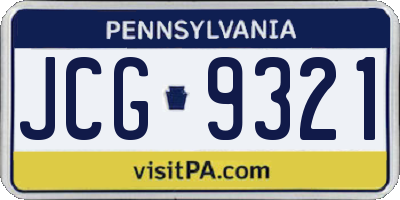PA license plate JCG9321