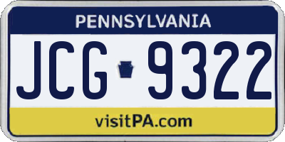PA license plate JCG9322