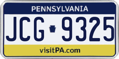 PA license plate JCG9325