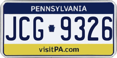 PA license plate JCG9326