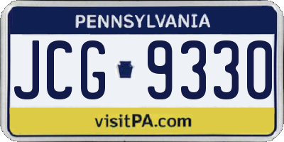 PA license plate JCG9330