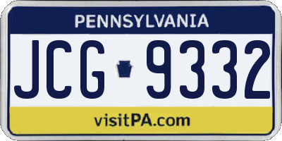 PA license plate JCG9332