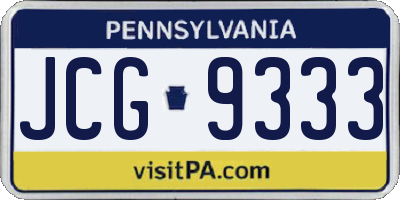 PA license plate JCG9333