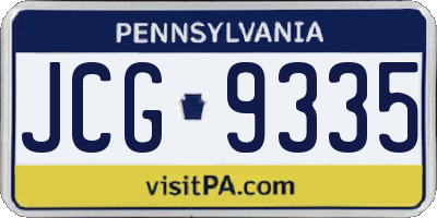 PA license plate JCG9335