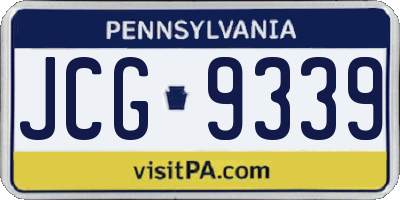 PA license plate JCG9339