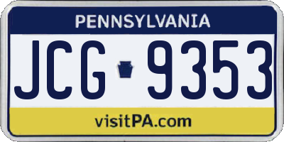 PA license plate JCG9353