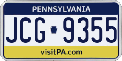 PA license plate JCG9355