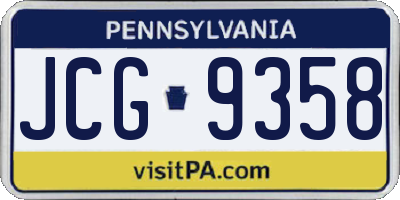 PA license plate JCG9358