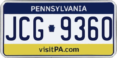 PA license plate JCG9360