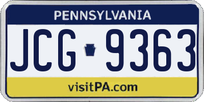 PA license plate JCG9363