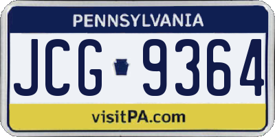 PA license plate JCG9364