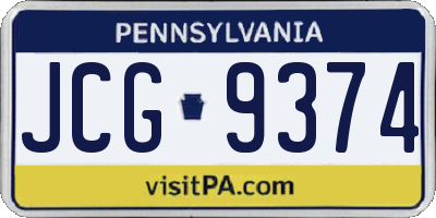 PA license plate JCG9374