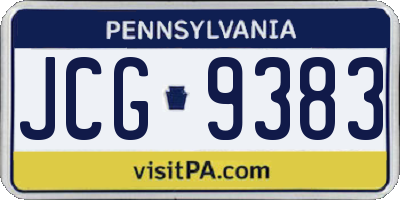 PA license plate JCG9383