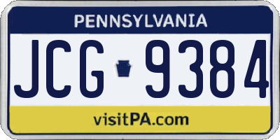 PA license plate JCG9384