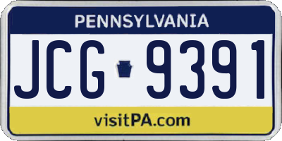 PA license plate JCG9391