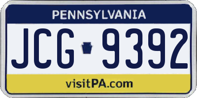 PA license plate JCG9392